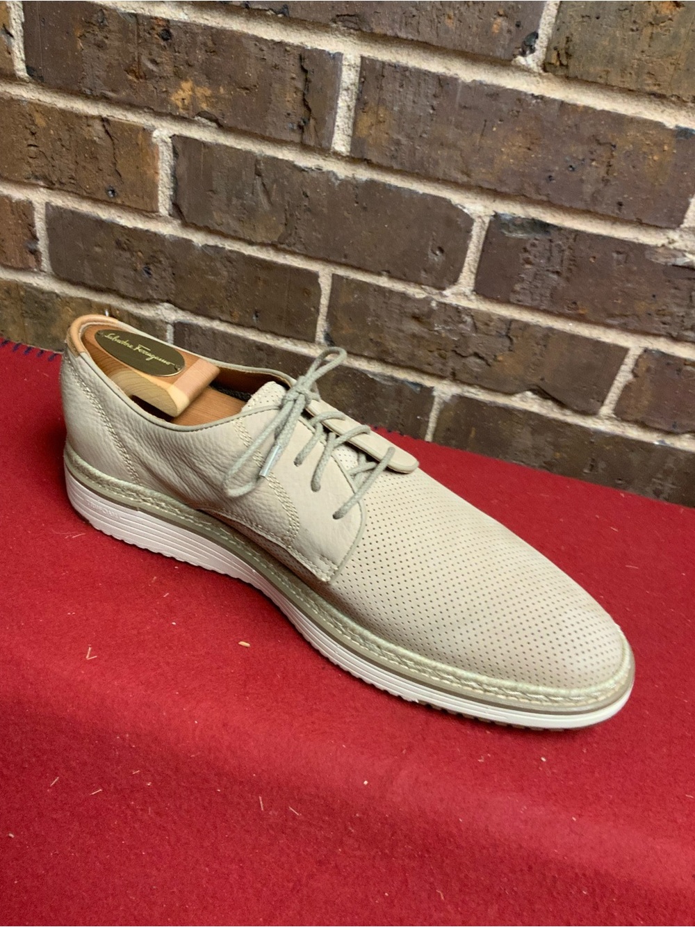 Johnston & Murphy Light Taupe Perforated Leather Derby